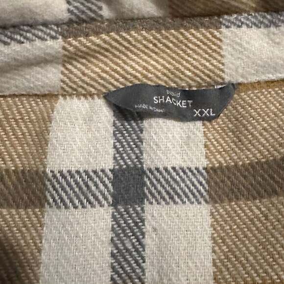 Cozy Brown & Ivory Plaid Button Up Long Sleeve cozy core normcore Shacket-XL - Picture 3 of 6